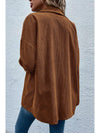 Brown Textured Flap Pocket Drop Shoulder Shacket