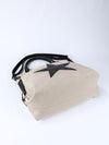 Beige Casual Star Patched Canvas Tote Bag