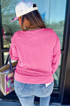 Bonbon Twist Ribbed Exposed Seam Detail Plus Size Top