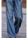 Dark Blue Slouchy Pocket Casual Wide Leg Jeans