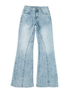 Dusk Blue Acid Wash Flared Leg Jeans