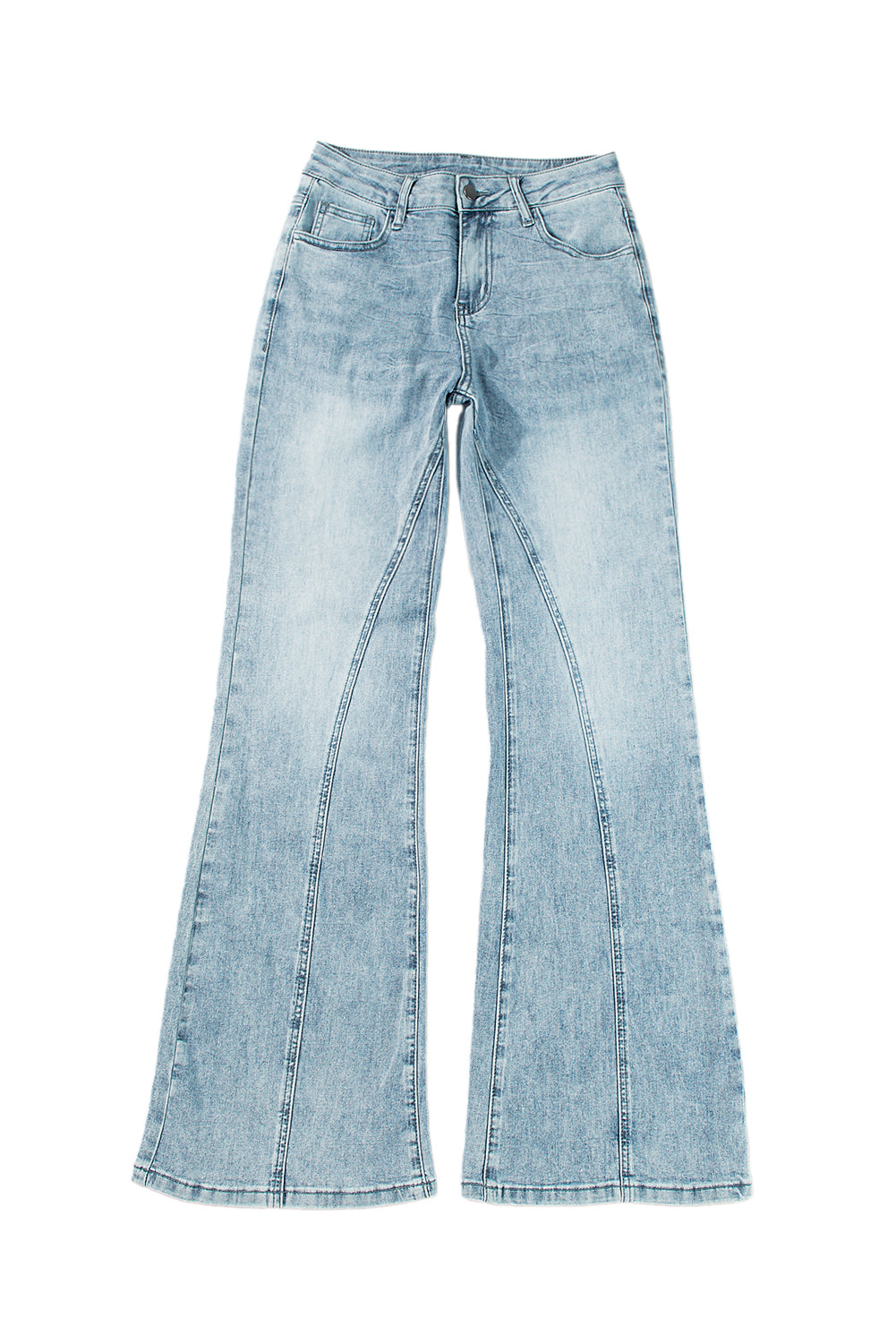 Dusk Blue Acid Wash Flared Leg Jeans