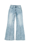 Dusk Blue Acid Wash Flared Leg Jeans