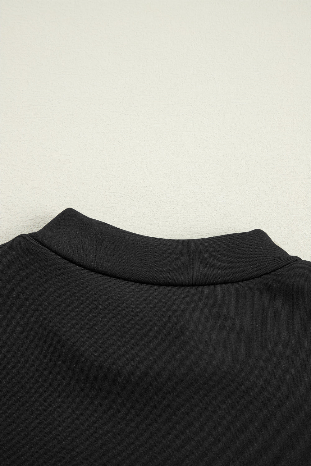 Black Solid Color Mock Neck Thermal Lined Long Sleeve Top