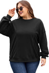 Apricot Loose Patchwork Crewneck Plus Size Sweatshirt