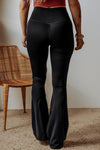 Black V Shape High Waist Flared Leggings - Cocoa Yacht Club