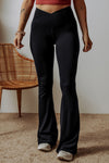 Black V Shape High Waist Flared Leggings - Cocoa Yacht Club