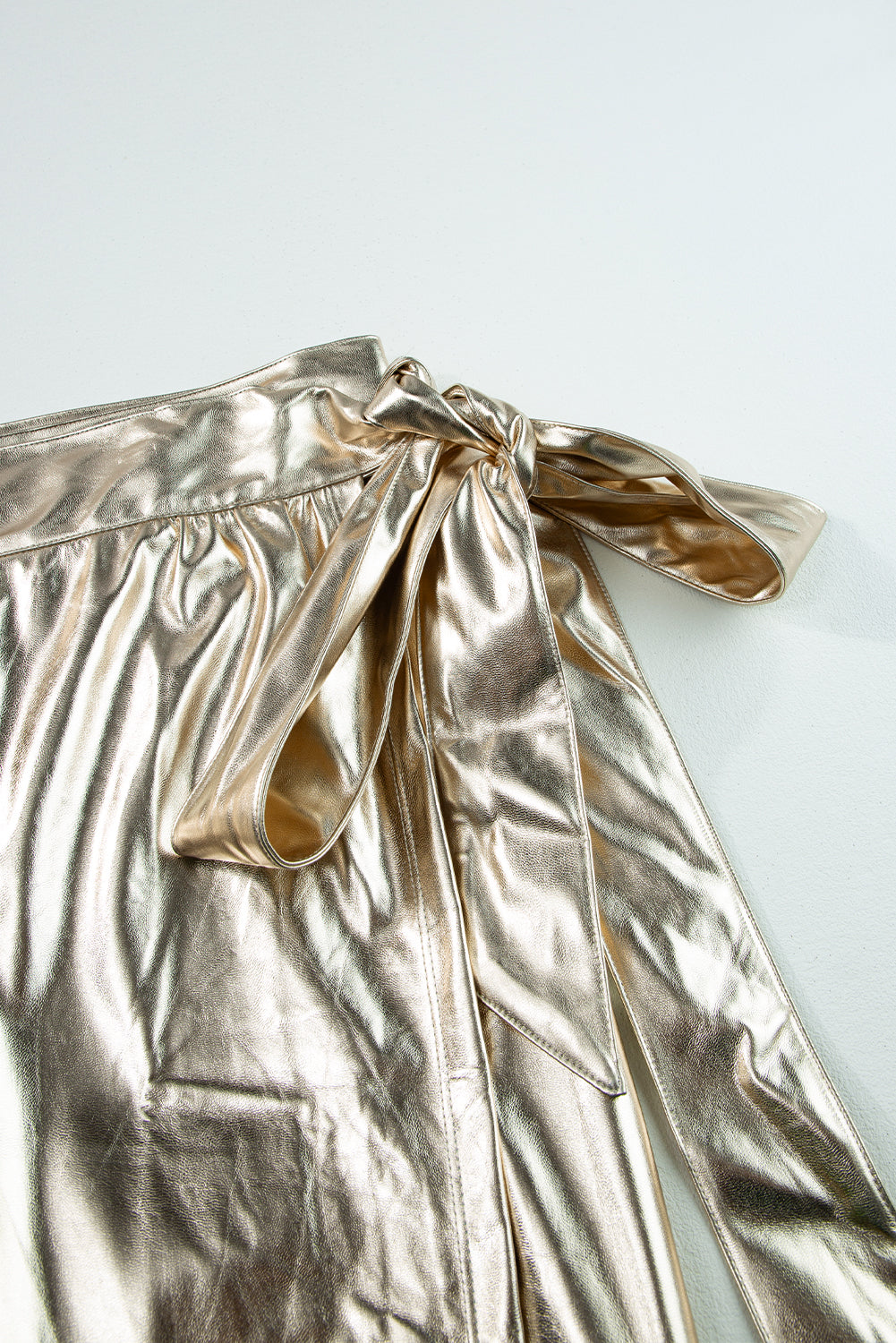 Gold Knotted Metallic Midi Skirt