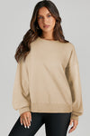 Bonbon Solid O Neck High Low Hem Pullover Sweatshirt