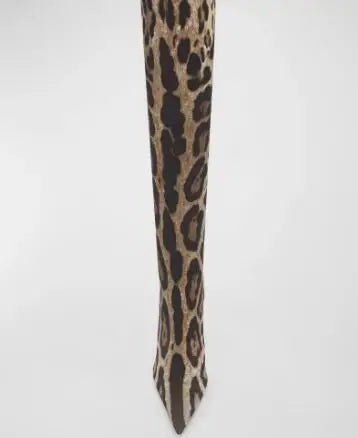 Cocoa Yacht Club Leopard Snakeskin Pointed Toe Over The Knee Boots