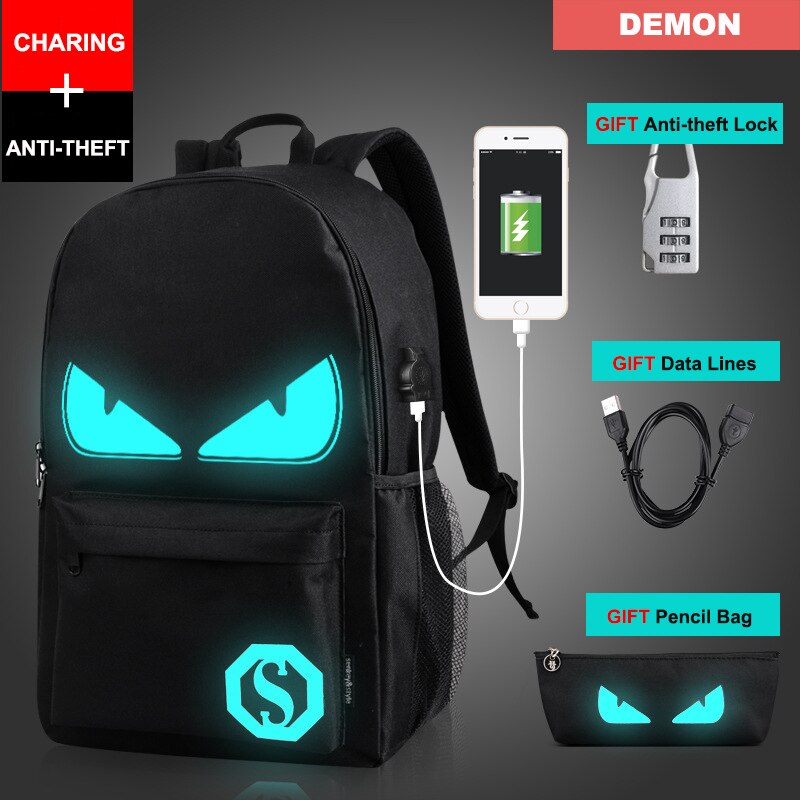 Cocoa Yacht Club Luminous Anime Anti-Theft School Backpack with USB Charger