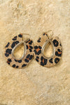 Chestnut Leopard Print Hollow Out Drop Earrings