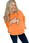 Grapefruit Orange Spooky Graphic Halloween Crew Neck Holiday Sweatshirt