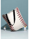 White Baseball Print Canvas Tote Bag 34*2*31cm