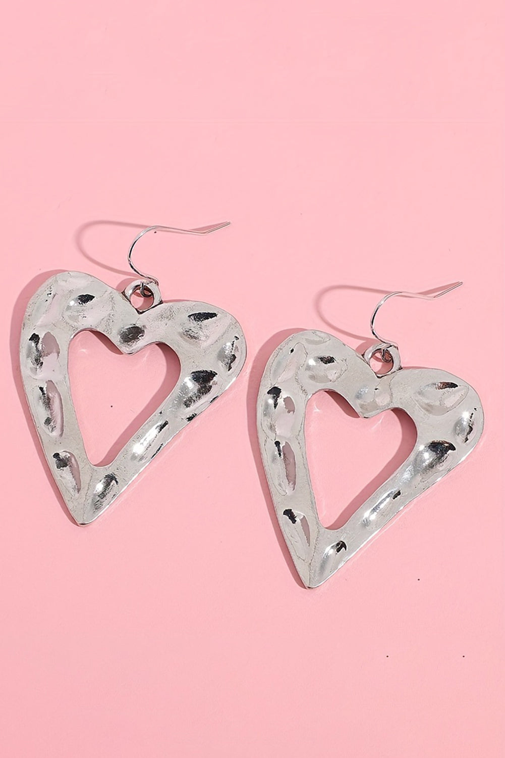 White Valentine Hollowed Heart Shape Dropping Earrings