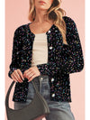 Black Confetti Knit Cropped Cardigan