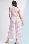 Rose Stripe CasualTee and Wide Leg Pants Set