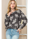 White Animal Print Drop Sleeve Pullover Sweatshirt