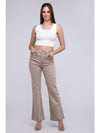 Acid Washed Frayed Cutoff Hem Straight Wide Pants