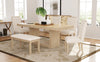 TOPMAX Contemporary 6-Piece 78inch Extendable Pedestal Dining Table Set with 18inch Removable Leaf and Dining Bench, 4 Upholstered Dining Chairs, Natural