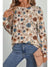 Khaki Allover Floral Print Crew Neck Long Sleeve Top