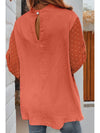 Swiss Dot Mock Neck Balloon Sleeve Blouse