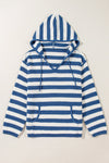 Drawstring Striped Long Sleeve Hooded Sweater