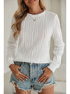 Apricot Wavy Textured Solid Color Drop Shoulder Pullover Top