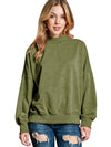 Brown Plain Drop Shoulder Crew Neck Pullover Sweatshirt