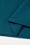 Blue Sapphire Puff Sleeve Pleated Pop of Color Neckline Dress