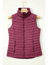 Sky Blue Plush Collared Quilted Zipped Puffer Vest