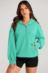 Bonbon Kangaroo Pocket Half Zipper Oversized Hoodie