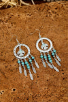 Silvery Bohemian Turquoise Dangle Pendent Earrings