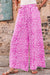 Bright Pink Boho Leopard Print Wide Leg Pants