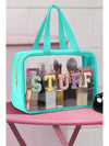 Light Blue STUFF Patch Clear Makeup Bag