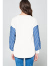 Super Lady Full Size French Terry Striped Long Sleeve Top