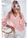 Contrast Trim V-Neck Long Sleeve Cardigan