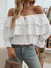 Devine Off-Shoulder Flounce Sleeve Blouse - Cocoa Yacht Club