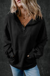 Bonbon Zip-up Stand Neck Kangaroo Pocket Sweatshirt