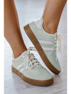 Beau Blue Striped Lace Up Flat Sneakers