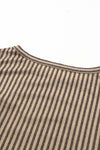 Pink Grey Casual Striped Print Ruffle Summer Top