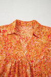 Bonbon Abstract Print Loose Fit Collared V Neck Babydoll Blouse