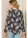 White Animal Print Drop Sleeve Pullover Sweatshirt