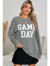 Bluing Corded GAME DAY Graphic Long Sleeve Top