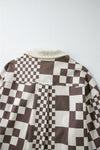 Brown Checkered Corduroy Button Up Shacket