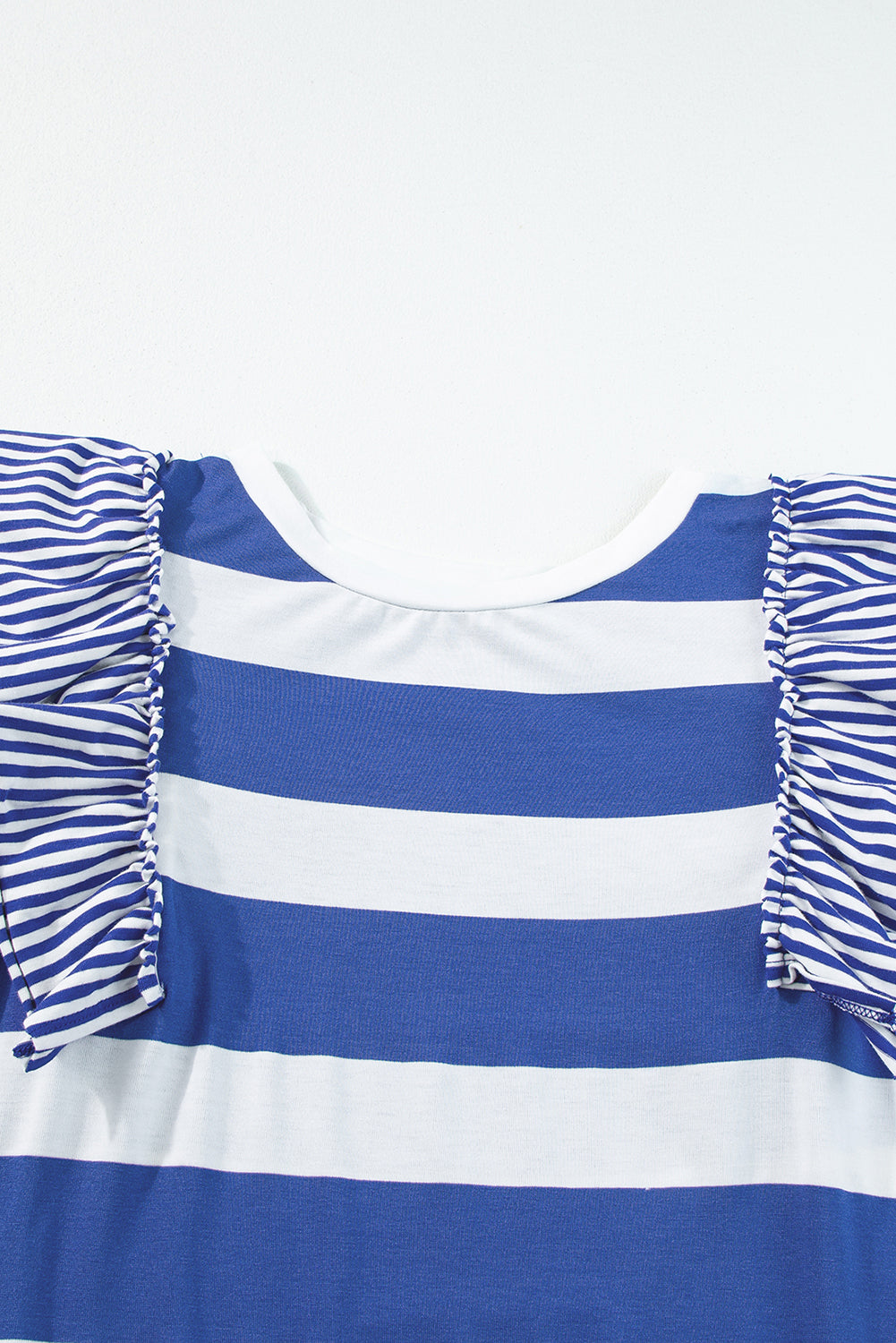 Sky Blue Stripe Ruffle Sleeve T Shirt Dress