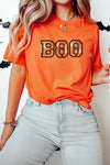 Orange BOO Halloween Ghost Sipder Embroidered Graphic Tee