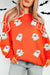 Orange Halloween Ghost Cute Patched Pattern Holiday Sweatshirt