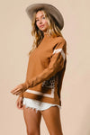 BiBi Mock Neck Sweater with Leopard Pocket