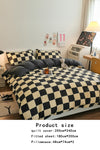 Beige 4Pcs Plaid Print Cotton Bed Set